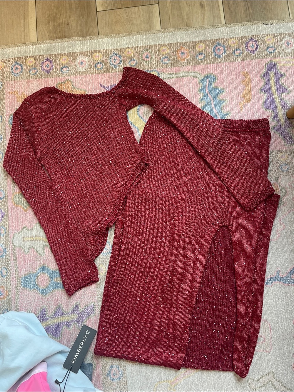 Pretty Little Thing Red Knit Sweater and Skirt Set